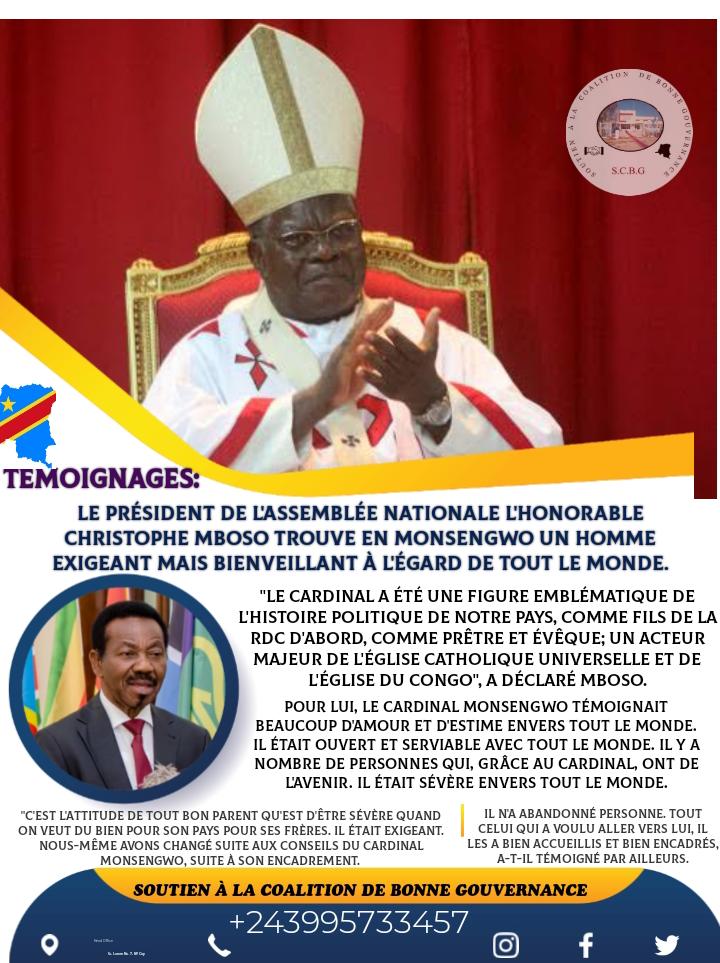 RDC/Témoignages : Christophe MBOSO trouve en Monsengwo  un homme exigeant mais bienveillant à l’égard de tout le monde