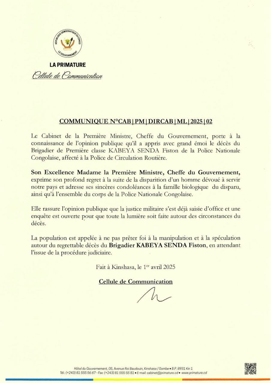 RDC : Enquête ouverte après la mort suspecte d’un policier de la circulation à Kinshasa